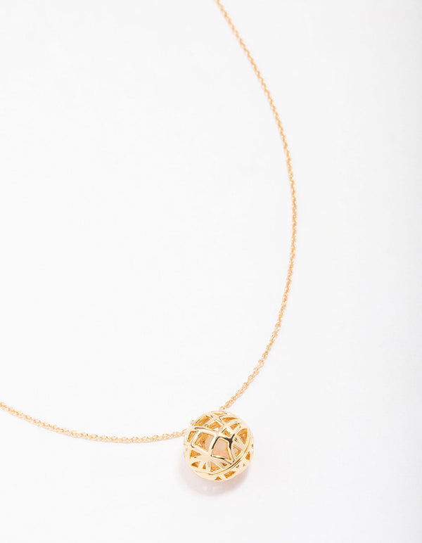 Gold Plated Sphere Pendant Necklace