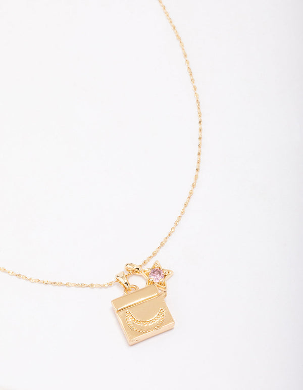 Gold Plated Moon Pendant Necklace