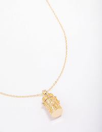 Gold Plated Barrel Pendant Necklace - link has visual effect only