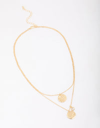 Gold Plated Coin Layered Necklace - link has visual effect only