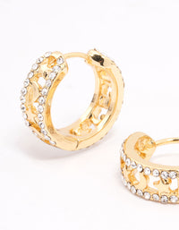 Gold Plated Celestial Cut Hoop Earrings - link has visual effect only
