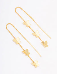 Gold Plated Butterfly Station Drop Earrings - link has visual effect only