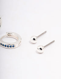 Silver Plated Cubic Zirconia Marquise Hoop Earring 3-Pack - link has visual effect only