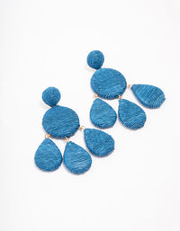 Blue Fabric Teardrop Drop Earrings - link has visual effect only