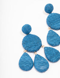Blue Fabric Teardrop Drop Earrings - link has visual effect only