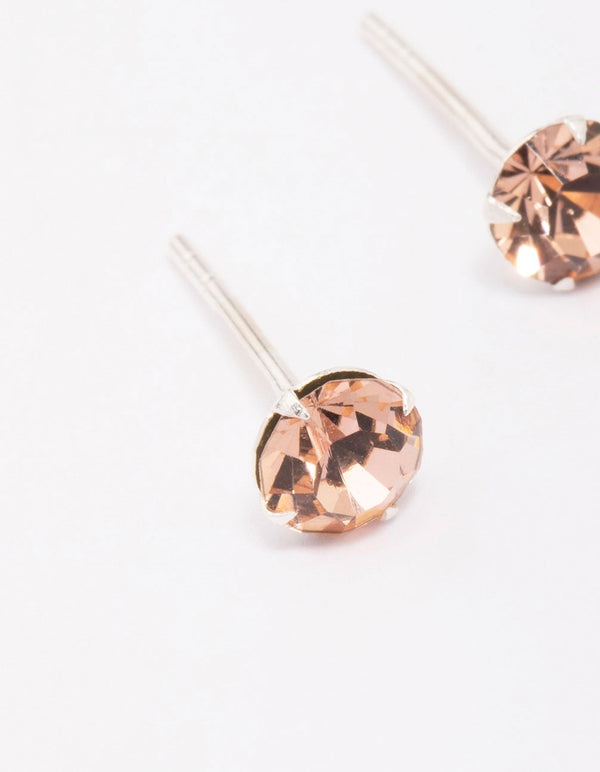 Sterling Silver Blush Czech Crystal Small Stud Earrings