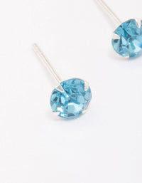 Sterling Silver Blue Czech Crystal Small Stud Earrings - link has visual effect only