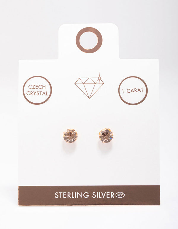Rose Gold Plated Sterling Silver Czech Crystal Stud Earrings