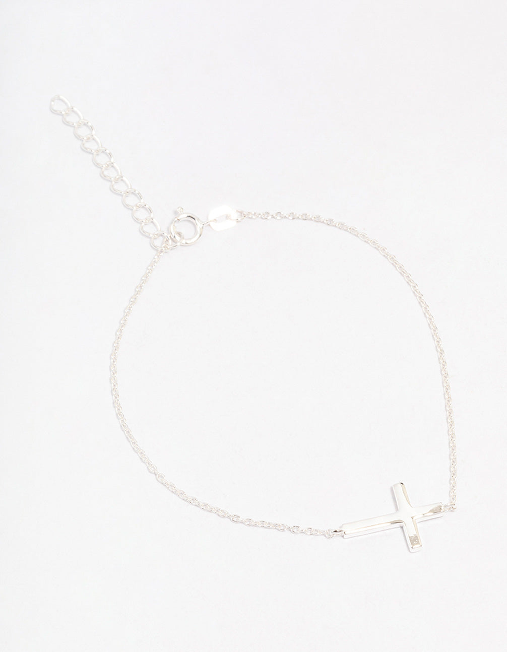 Sterling Silver Horizontal Cross Bracelet