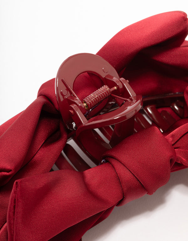 Red Fabric Large Bow Hair Claw Clip