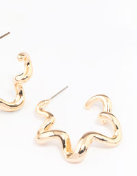 Gold Squiggle Hoop Earrings - link has visual effect only