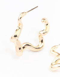 Gold Squiggle Hoop Earrings - link has visual effect only