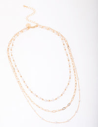 Gold Fine Station Pearl Necklace - link has visual effect only