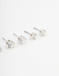 Silver Plated Hexagon Czech Bohemia Crystal Stud Earrings 3-Pack - link has visual effect only