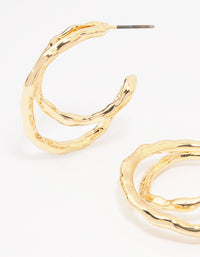 Gold Textured Cross Over Hoop Earrings - link has visual effect only