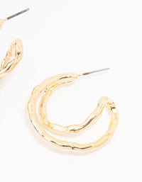 Gold Textured Cross Over Hoop Earrings - link has visual effect only
