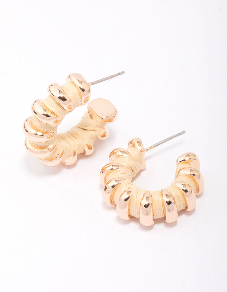 Gold Wrapped Row Hoop Earrings