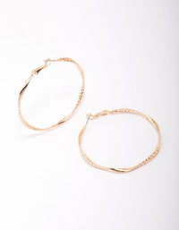 Gold Twisted Textured Hoop Earrings - link has visual effect only