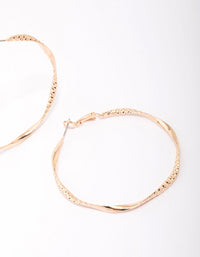 Gold Twisted Textured Hoop Earrings - link has visual effect only