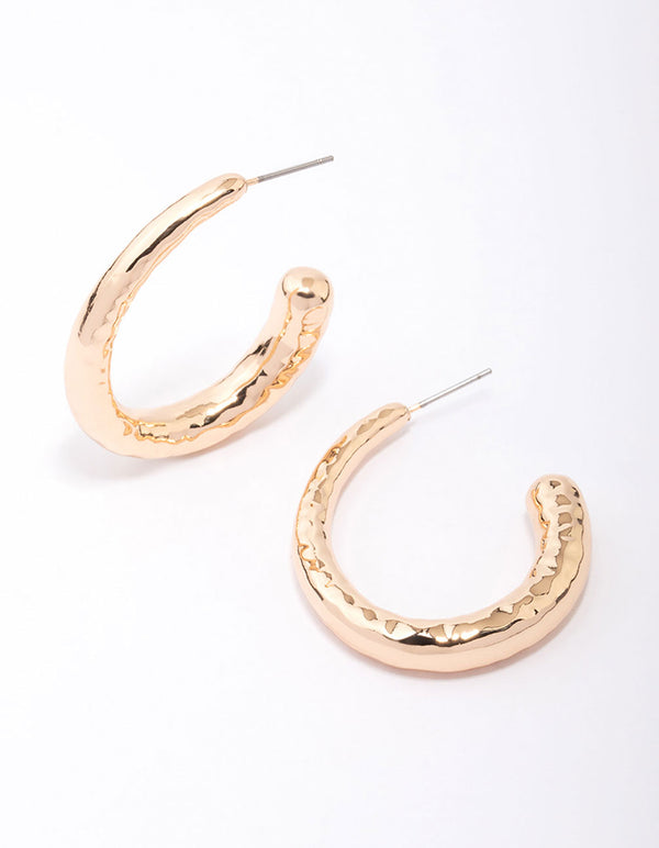 Gold Molten Organic Hoop Earrings