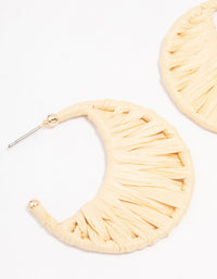 Cream Woven Raffia Crescent Hoop Earrings - link has visual effect only