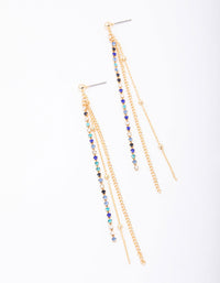Gold Bling Chain Trio Chain Drop Earrings - link has visual effect only