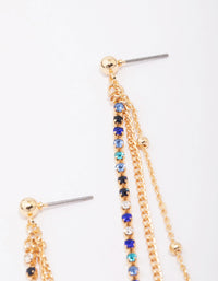 Gold Bling Chain Trio Chain Drop Earrings - link has visual effect only