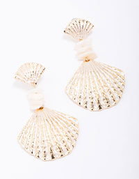 Gold Glowing Shell Drop Earrings - link has visual effect only