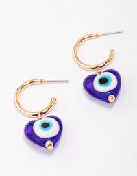 Gold Evil Eye Heart Drop Earrings - link has visual effect only