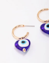 Gold Evil Eye Heart Drop Earrings - link has visual effect only