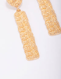 Gold Long Rectangular Textured Drop Earrings - link has visual effect only