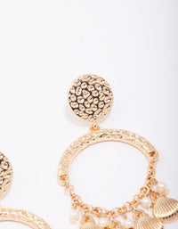Gold Shell Jingle Drop Earrings - link has visual effect only