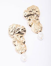 Gold Molten Pearl Drop Earrings - link has visual effect only