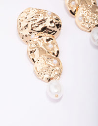 Gold Molten Pearl Drop Earrings - link has visual effect only