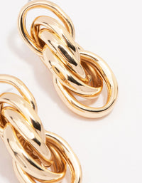 Gold Link Cluster Drop Earrings - link has visual effect only