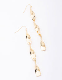 Gold Ribbon Curl Drop Earrings - link has visual effect only