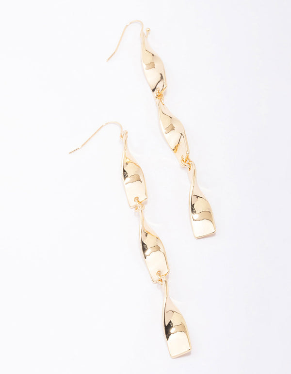 Gold Ribbon Curl Drop Earrings