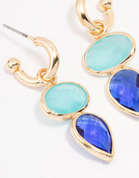 Gold Blue Organic Stone Drop Earrings - link has visual effect only