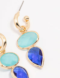 Gold Blue Organic Stone Drop Earrings - link has visual effect only