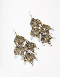 Antique Gold Filigree Beaded Drop Earrings - link has visual effect only