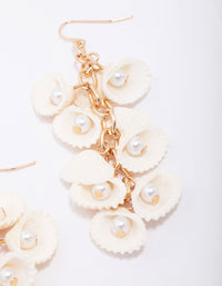 Gold Flowing Shell Drip Earrings - link has visual effect only