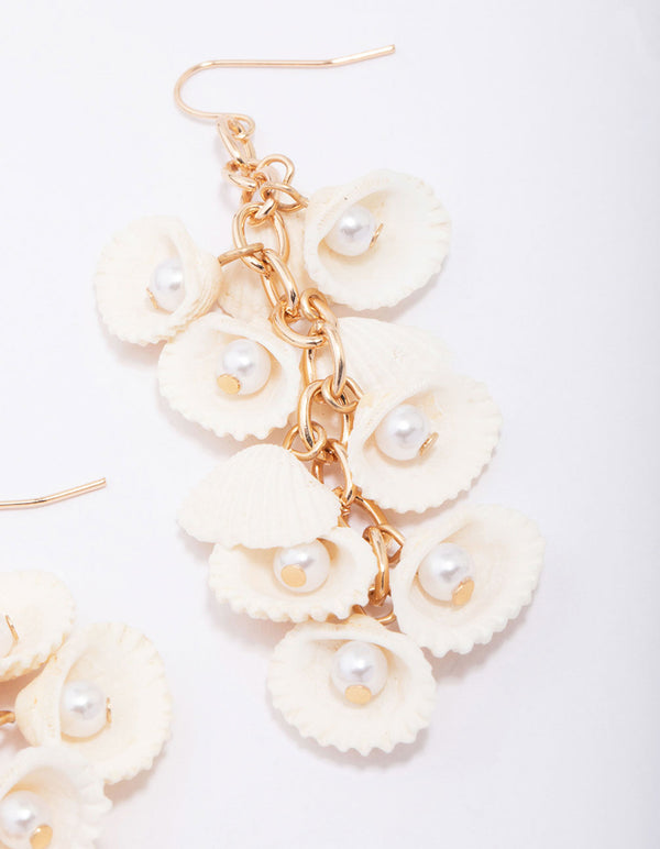 Gold Genuine Shell Drop Earrings