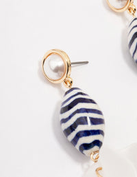 Gold Pearl Petal & Beaded Drop Earrings - link has visual effect only