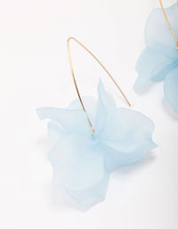 Gold Blue Frosted Flower Drop Earrings - link has visual effect only