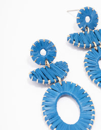 Blue Fabric Wrapped Oval Drop Earrings - link has visual effect only