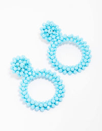 Light Blue Beaded Cluster Round Drop Earrings - link has visual effect only