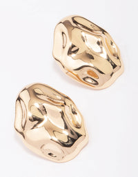 Gold Molten Oval Stud Earrings - link has visual effect only