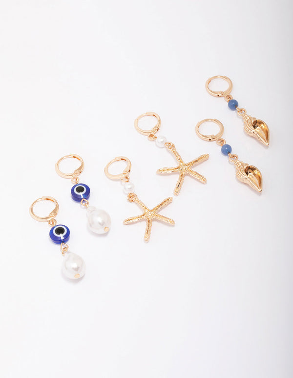 Gold Starfish Earring 3-Pack