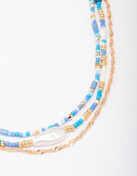 Blue Bead & Pearl Layered Choker - link has visual effect only