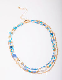 Blue Bead & Pearl Layered Choker - link has visual effect only